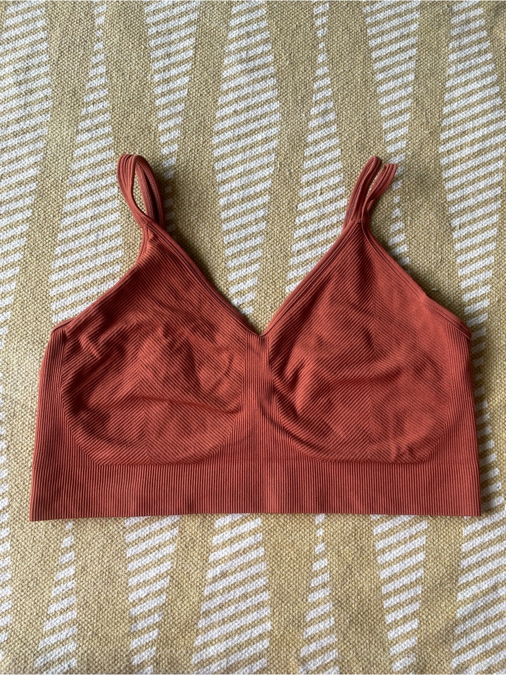 4/$20➡️ Addition Elle Ribbed V-Neck Bralette in Rust Orange – Plus Size 2X